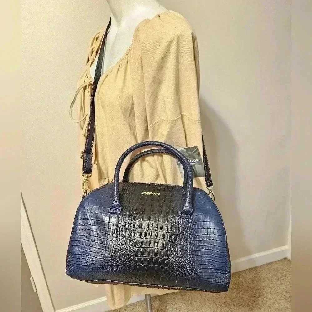 London Fog Faux Crocodile Bag NWT Blue